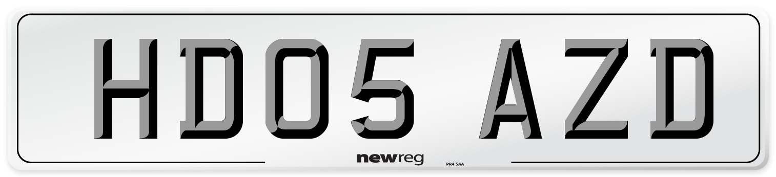 HD05 AZD Number Plate from New Reg
